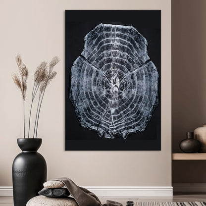 67859667-MGV-CV-24X36-Tree Ring Wall Art Wall Art Canvas Print, Framed Wood Slice Canvas Art Picture Print, Monochrome Nature Decor Perfect Modern