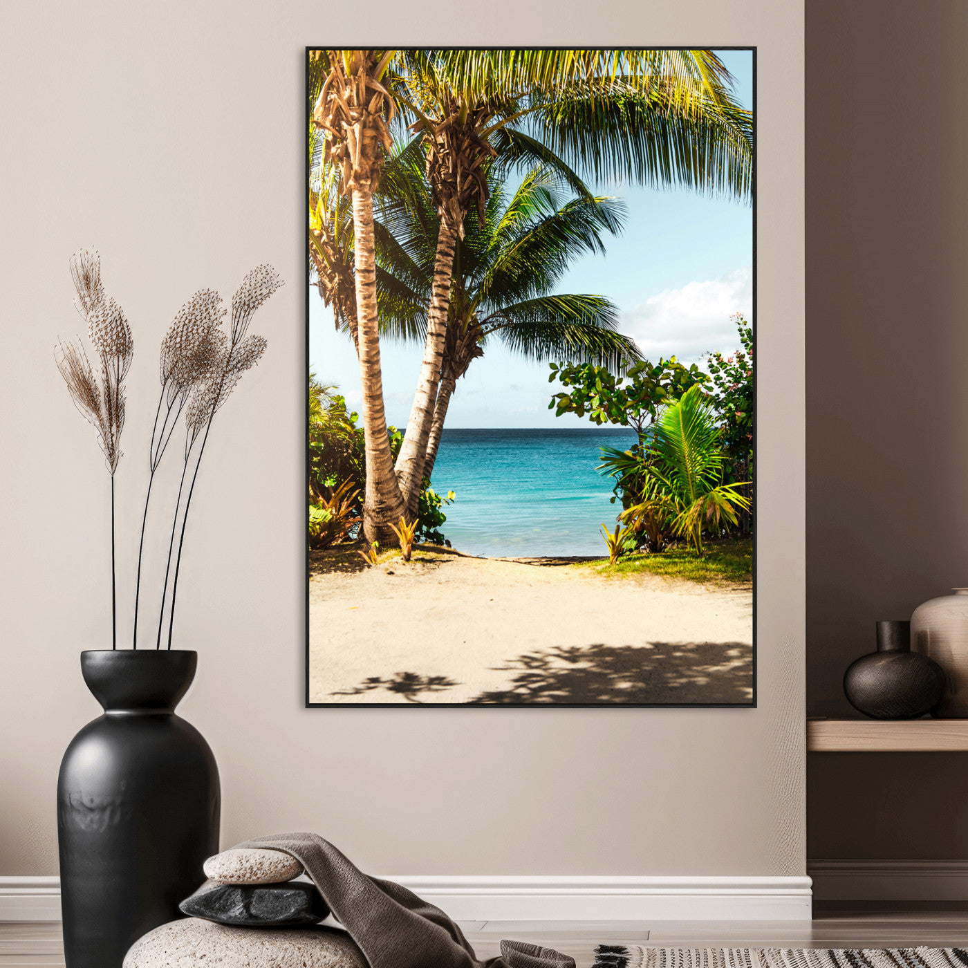 10046923-MGV-CV-24X36-Palm Tree Canvas Wall Art Canvas Print, Framed Coastal Wall Art Art Picture Print, Island Wall Decor Perfect Coastal Tropical
