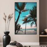 49451039-SEG-FC-51X34_Oversize_Oversize-Palm Trees Wall Art Canvas Print, Framed Tropical Beach Art Picture Print, Ocean Breeze Perfect Tropical Coastal Decor Artwork