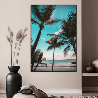 49451039-MGV-CV-24X36-Palm Trees Wall Art Canvas Print, Framed Tropical Beach Art Picture Print, Ocean Breeze Perfect Tropical Coastal Decor Artwork