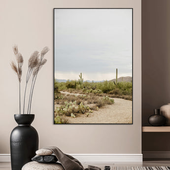 55042528-MGV-CV-24X36-Minimalist Landscape Wall Art Canvas Print, Framed Rustic Boho Canvas Art Picture Print, Earthy Tones Art Perfect Southwestern