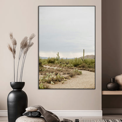 55042528-MGV-CV-24X36-Minimalist Landscape Wall Art Canvas Print, Framed Rustic Boho Canvas Art Picture Print, Earthy Tones Art Perfect Southwestern