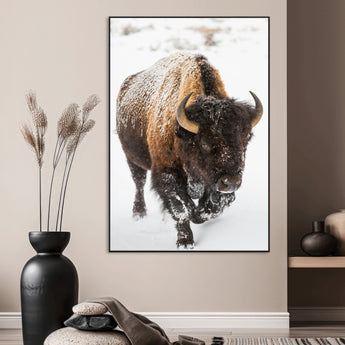 19448944-MGV-CV-24X36-Winter Wilderness Wall Art Canvas Print, Framed Brown Tones Art Picture Print, Nature Close-Up Perfect Rustic Lodge Decor Decor