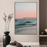 89450227-MGV-CV-24X36-Minimalist Seascape Wall Art Canvas Print, Framed Soft Pastel Sunset Art Picture Print, Tranquil Ocean Perfect Minimalist Coastal