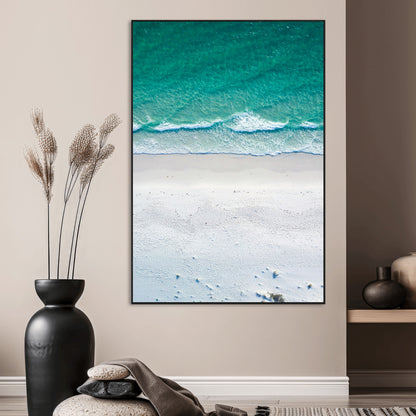 26150405-MGV-CV-24X36-Soft Waves Wall Art Canvas Print, Framed Seaside Escape Art Picture Print, Minimalist Beach Aesthetic Perfect Coastal Minimalist