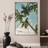 80452931-MGV-CV-24X36-Tropical Palm Trees Wall Art Canvas Print, Framed Coastal Nature Art Picture Print, Relaxing Summer Vibes Perfect Boho Coastal