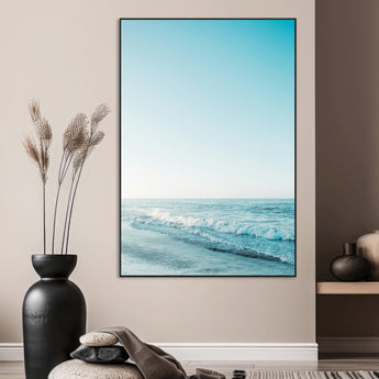 20189712-MGV-CV-24X36-Minimalist Ocean Wall Art Canvas Print, Framed Calm Seascape Art Picture Print, Soft Blue Tones Perfect Coastal Minimalist Decor