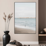 66350373-MGV-CV-24X36-Minimalist Beach Wall Art Canvas Print, Framed Soft Blue Tones Art Picture Print, Tranquil Ocean Perfect Coastal Minimalist Decor