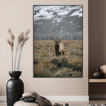 80105083-MGV-CV-24X36-Wild Elk Wall Art Canvas Print, Framed Mountain Wilderness Art Picture Print, Majestic Animal Perfect Rustic Lodge Decor Artwork