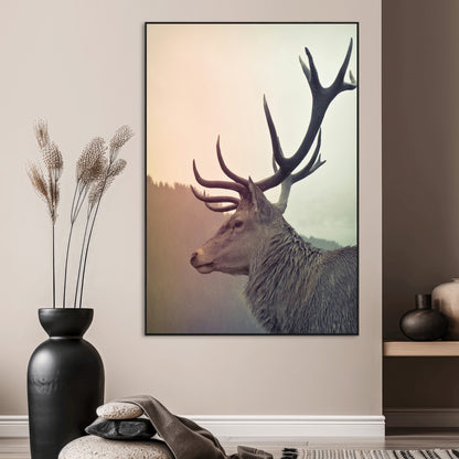 22632976-MGV-CV-24X36-Deer Canvas Print Wall Art Canvas Print, Framed Woodland Animal Decor Art Picture Print, Rustic Lodge Wall Art Perfect Rustic