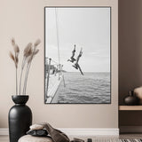 34708932-MGV-CV-24X36-Sailing Adventure Wall Art – Black and White Ocean Jump Canvas Print, Nautical Lifestyle Photography Decor for Living Room,