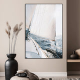 95552990-MGV-CV-24X36-Nautical Sailing Wall Art – Sailboat with White Sails and Ocean Waves, Coastal Photography Print, Seaside Decor for Beach House &
