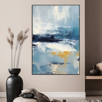 80358-MGV-CV-24X36-Abstract Seascape Wall Art Canvas Print, Framed Coastal Horizon Art Picture Print, Textured Ocean Perfect Minimal Coastal Decor