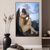 99738-MGV-CV-24X36-Fallen Angel Wall Art Canvas Print, Framed Classical Nude Art Picture Print, Renaissance Style Perfect Classical Moody Decor