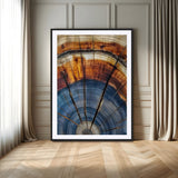 47703729-MGC-FP-24x36-Tree Rings Wall Art Canvas Print, Framed Wood Texture Art Picture Print, Blue Grain Perfect Rustic Modern Decor Artwork