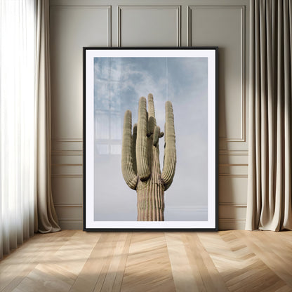 44868276-MGC-FP-24x36-Saguaro Cactus Wall Art Canvas Print, Framed Earthy Desert Art Picture Print, Warm Botanical Perfect Southwestern Boho Decor