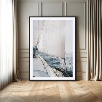 95570785-MGV-CV-24X36-Sailing Boat Wall Art Canvas Print, Framed Bright Nautical Art Picture Print, Sailing Sea Perfect Coastal Minimalist Decor Artwork