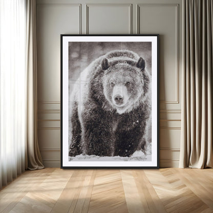 37297892-MGC-FP-24x36_Black-Bison Portrait Wall Art Canvas Print, Framed Rustic Wall Accent Art Picture Print, Lodge Style Perfect Rustic Lodge Decor Artwork