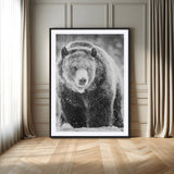 98050634-MGV-CV-24X36-Bison Portrait Wall Art Canvas Print, Framed Rustic Wall Accent Art Picture Print, Lodge Style Perfect Rustic Lodge Decor Artwork