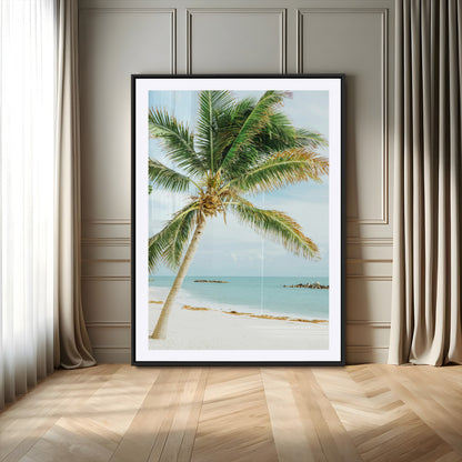 83804429-MGV-CV-24X36-Palm Tree Wall Art Canvas Print, Framed Tropical Beach Art Picture Print, Soft Sand Perfect Tropical Coastal Decor Artwork