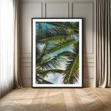 31086560-MGC-FP-24x36-Palm Leaves Wall Art Canvas Print, Framed Tropical Vibes Art Picture Print, Green Foliage Perfect Tropical Boho Decor Artwork