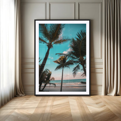 49451039-MGC-FP-24x36-Palm Trees Wall Art Canvas Print, Framed Tropical Beach Art Picture Print, Ocean Breeze Perfect Tropical Coastal Decor Artwork