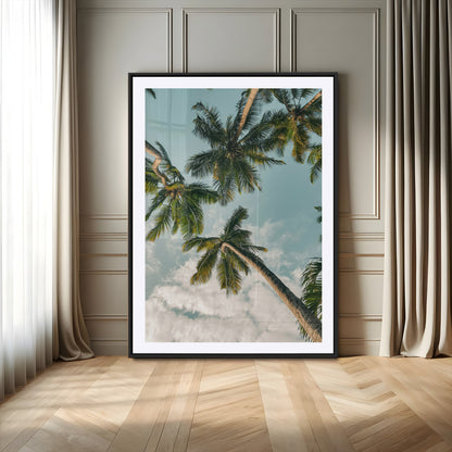 80452931-MGC-FP-24x36_Black-Tropical Palm Trees Wall Art Canvas Print, Framed Coastal Nature Art Picture Print, Relaxing Summer Vibes Perfect Boho Coastal