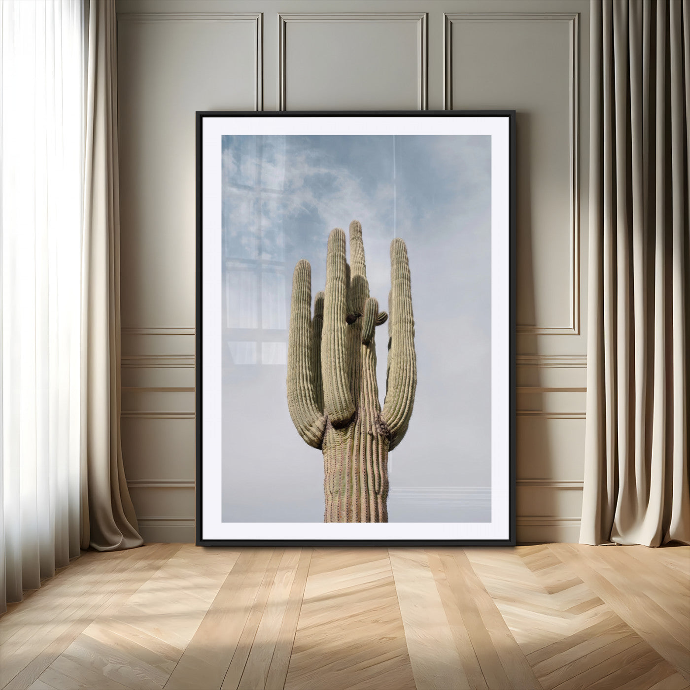 61603772-MGC-FP-24x36_Black-Desert Wall Art – Tall Cactus Canvas Print, Southwestern Nature Photography Decor for Bedroom, Living Room, Office, Boho Home,