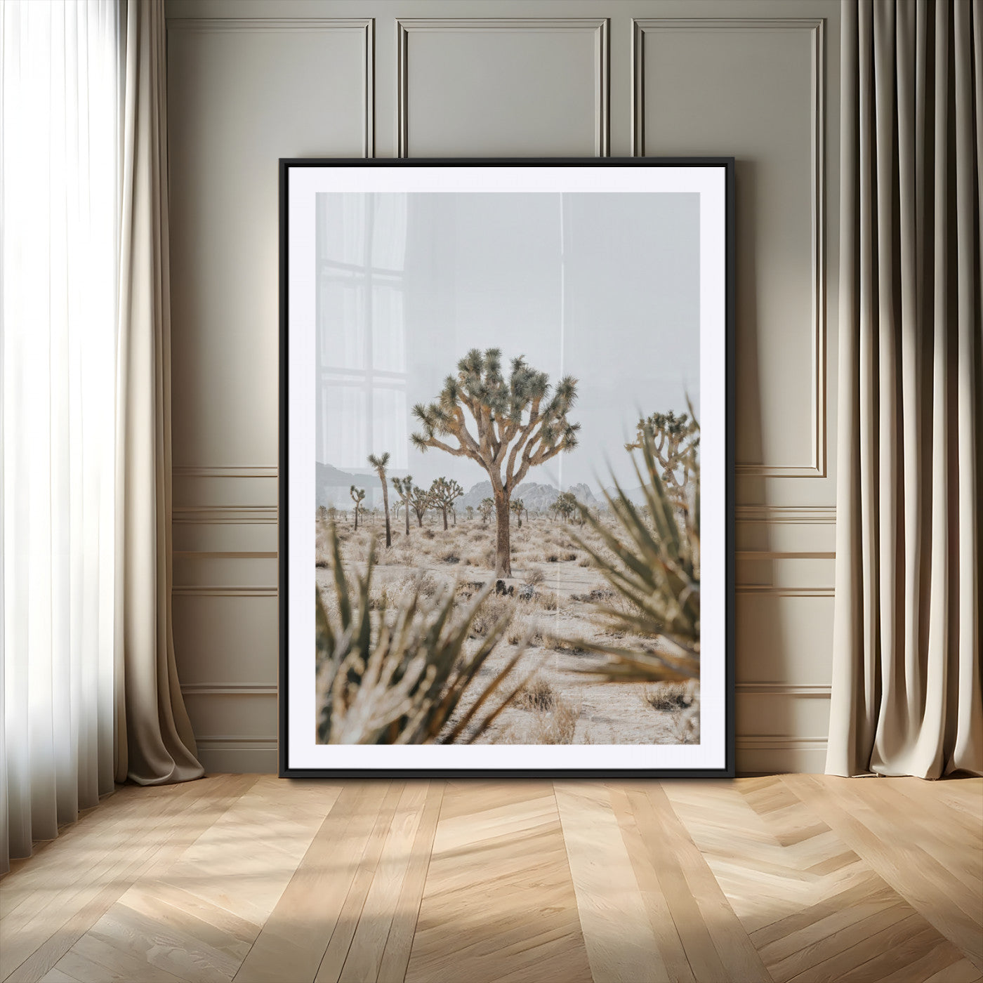 61562259-MGC-FP-24x36_Black-Joshua Tree Canvas Wall Art – Desert Landscape, Minimalist Nature Photography, Large Framed Botanical Decor, Southwestern Canvas