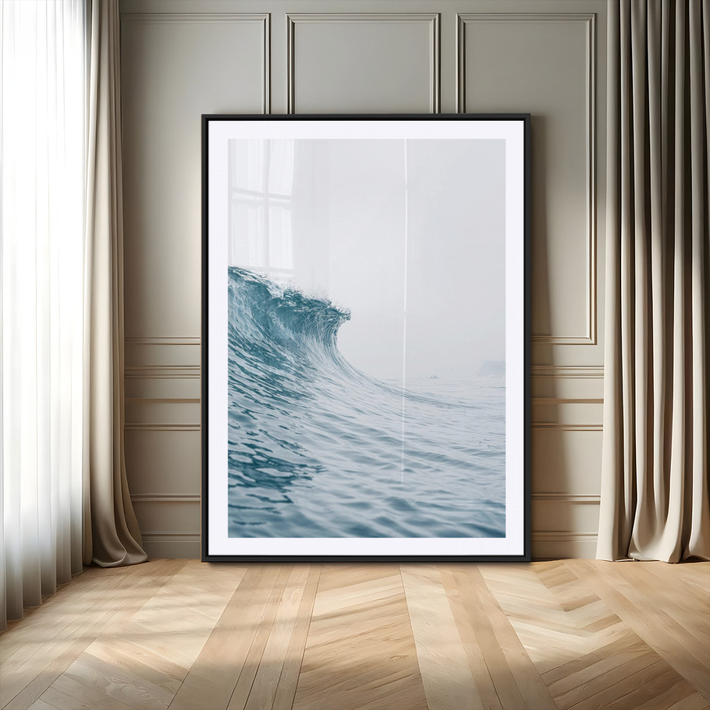 38699249-MGV-CV-24X36-Ocean Wave Wall Art – Minimalist Sea Canvas Print, Rising Surf and Misty Horizon Photography Decor for Bedroom, Living Room,