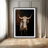 11823-MGV-CV-24X36-Texas Longhorn Wall Art Canvas Print, Framed Western Bull Art Picture Print, Rustic Cow Perfect Rustic Western Decor Artwork