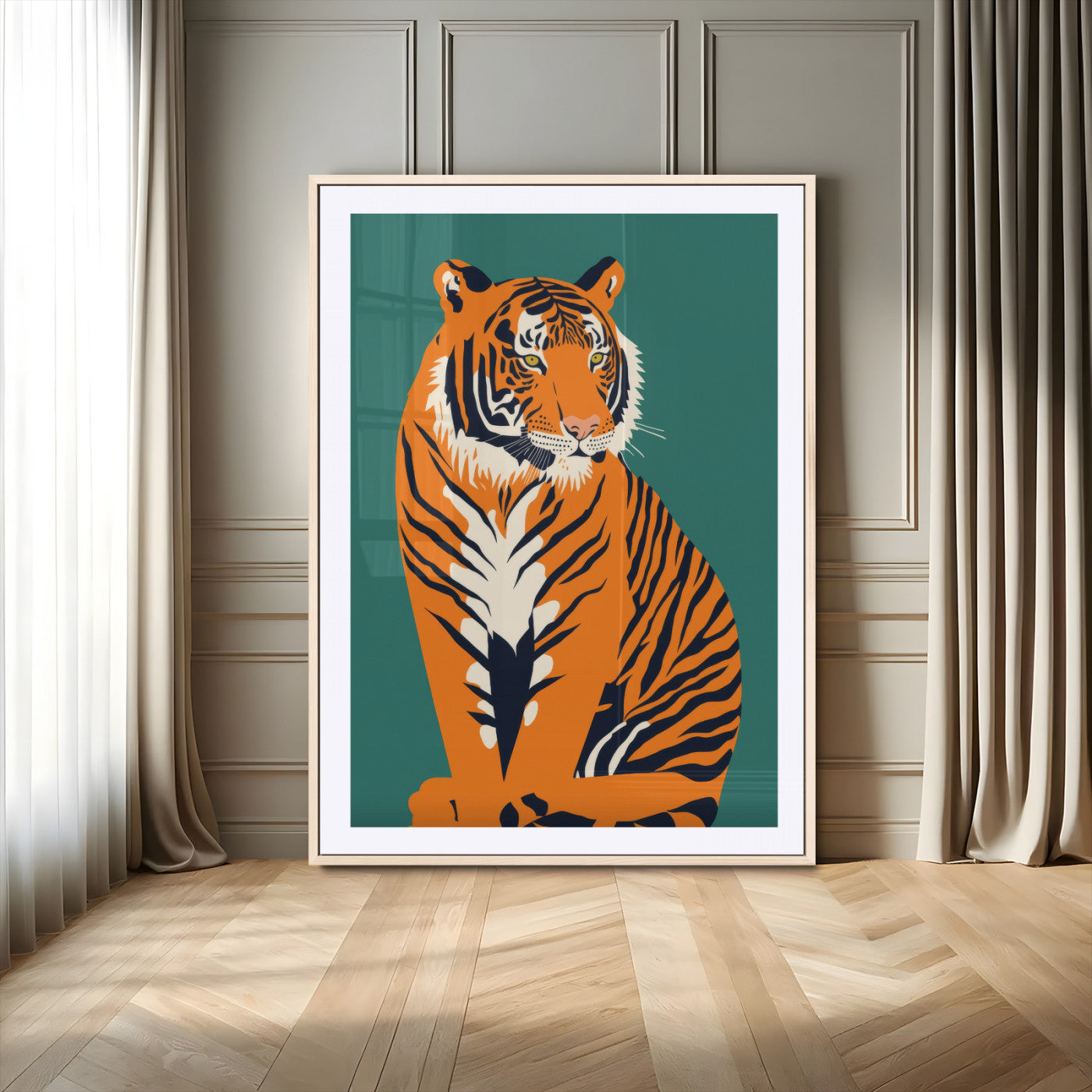 73620-MGV-CV-24X36-Tiger Wall Art – Bold Wildlife Canvas Print of Majestic Jungle Cat, Modern Animal Home Decor for Bedroom, Office, Living Room or