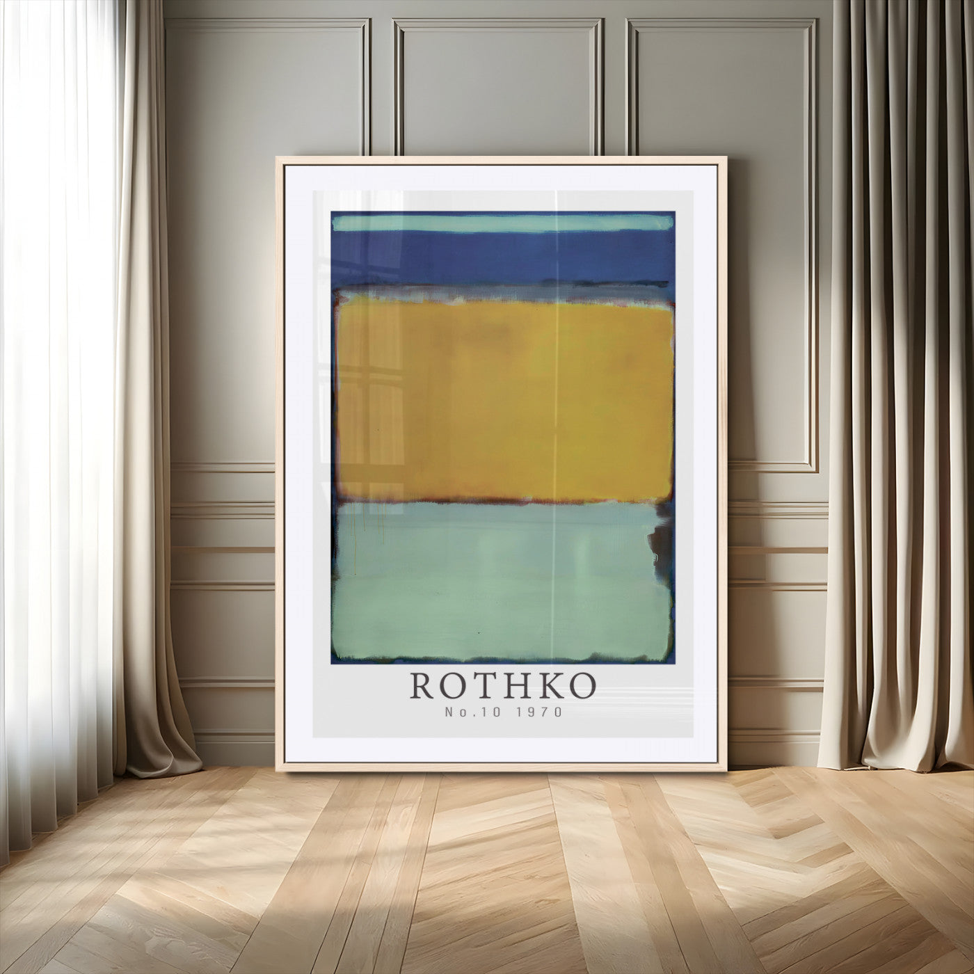 44630-MGV-CV-24X36-Mark Rothko Wall Art – Abstract Color Field Canvas Print in Blue and Yellow, Modern Minimalist Expressionist Painting for Home,