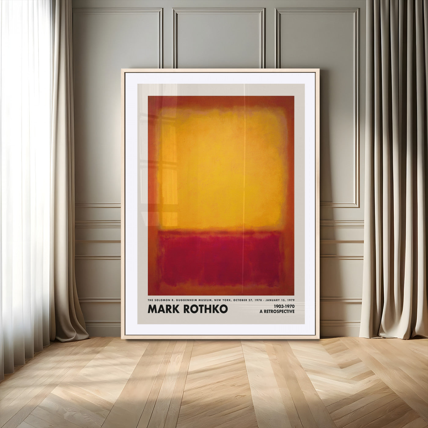 59724-MGV-CV-24X36-Mark Rothko Abstract Wall Art – Yellow and Red Color Field Canvas Print, Modern Minimalist Painting Poster for Living Room, Office
