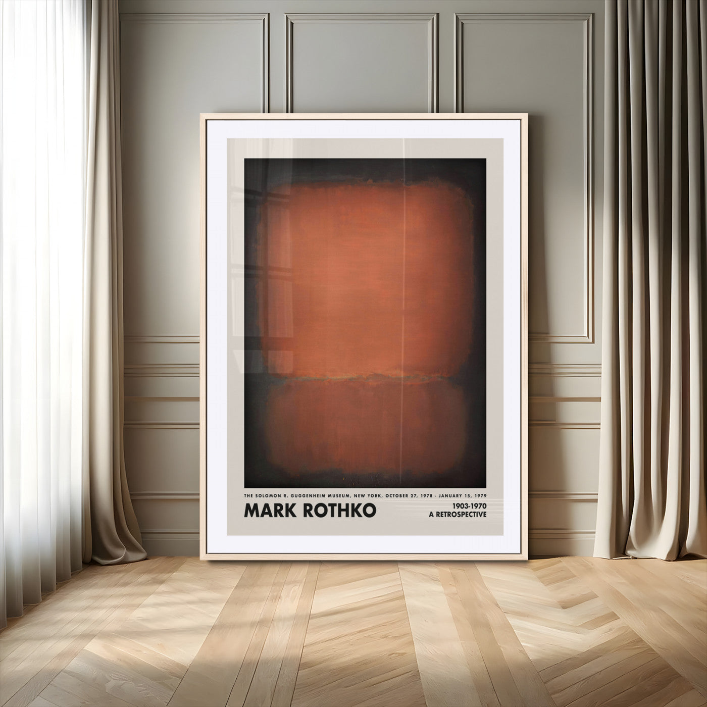 60211-MGV-CV-24X36-Mark Rothko Abstract Wall Art – Orange and Brown Color Field Canvas Print, Modern Minimalist Painting Poster for Living Room,