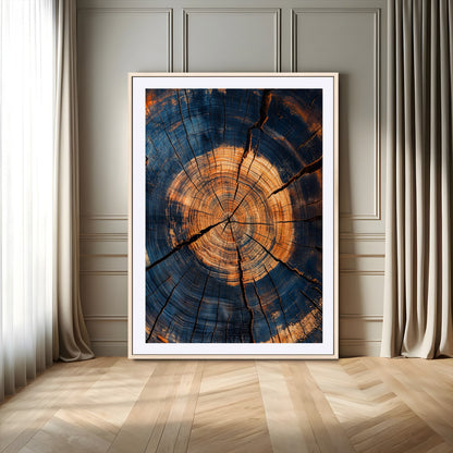 70513247-MGV-CV-24X36-Tree Rings Wall Art Canvas Print, Framed Rustic Texture Art Picture Print, Wood Grain Perfect Rustic Industrial Decor Artwork