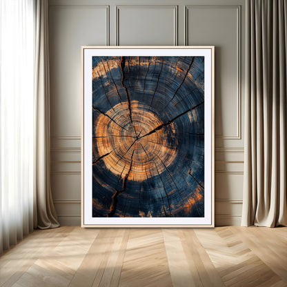 32486414-MGV-CV-24X36-Tree Rings Wall Art Canvas Print, Framed Rustic Texture Art Picture Print, Wood Grain Perfect Rustic Industrial Decor Artwork