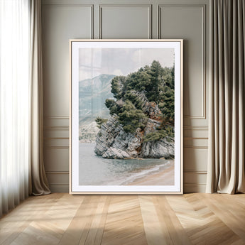 28003346-MGV-CV-24X36-Beach Trees Wall Art Canvas Print, Framed Earthy Beachside Art Picture Print, Beachside Nature Perfect Rustic Coastal Decor