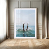 14351555-MGV-CV-24X36-Ocean Splash Wall Art Canvas Print, Framed Playful Beach Art Picture Print, Coastal Summer Perfect Coastal Contemporary Decor