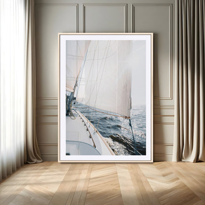95570785-MGV-CV-24X36-Sailing Boat Wall Art Canvas Print, Framed Bright Nautical Art Picture Print, Sailing Sea Perfect Coastal Minimalist Decor Artwork