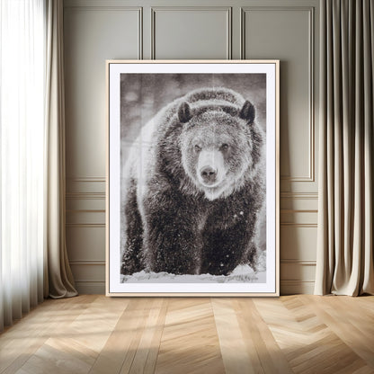 37297892-MGV-CV-24X36-Bison Portrait Wall Art Canvas Print, Framed Rustic Wall Accent Art Picture Print, Lodge Style Perfect Rustic Lodge Decor Artwork