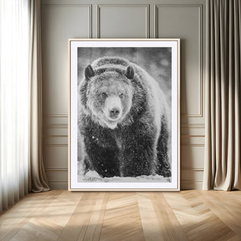 98050634-MGV-CV-24X36-Bison Portrait Wall Art Canvas Print, Framed Rustic Wall Accent Art Picture Print, Lodge Style Perfect Rustic Lodge Decor Artwork