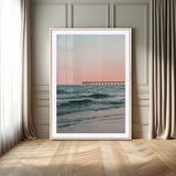 89450227-MGV-CV-24X36-Minimalist Seascape Wall Art Canvas Print, Framed Soft Pastel Sunset Art Picture Print, Tranquil Ocean Perfect Minimalist Coastal
