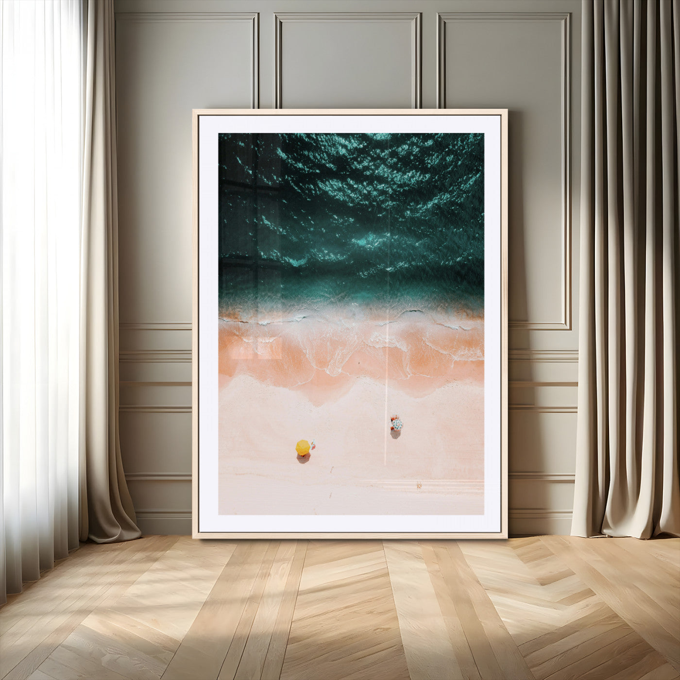 44468317-MGC-FP-24x36_Natural-Tropical Relaxation Wall Art Canvas Print, Framed Coastal Vibes Art Picture Print, Ocean Aesthetic Perfect Coastal Minimalist