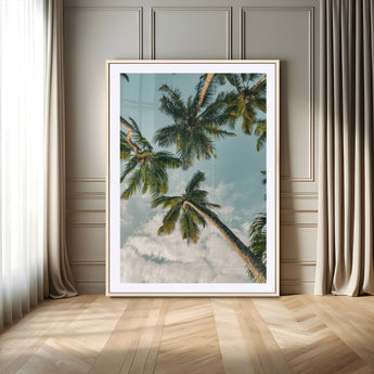 80452931-MGC-FP-24x36_Natural-Tropical Palm Trees Wall Art Canvas Print, Framed Coastal Nature Art Picture Print, Relaxing Summer Vibes Perfect Boho Coastal