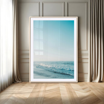 20189712-MGC-FP-24x36_Natural-Minimalist Ocean Wall Art Canvas Print, Framed Calm Seascape Art Picture Print, Soft Blue Tones Perfect Coastal Minimalist Decor