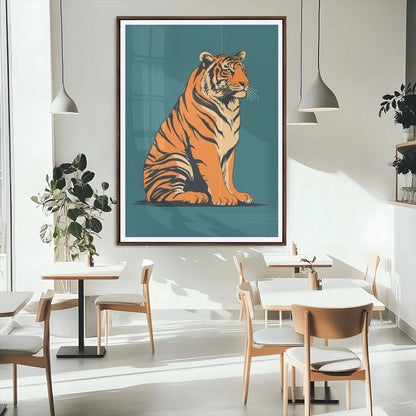 45688-MGC-FP-24x36_Walnut-Tiger Wall Art – Bold Jungle Cat Canvas Print, Modern Wildlife Animal Decor for Living Room, Bedroom, Office or Nature Inspired