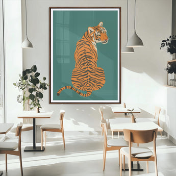 12468-MGC-FP-24x36_Walnut-Tiger Wall Art – Modern Jungle Cat Canvas Print, Bold Wildlife Animal Decor for Bedroom, Office, Living Room or Nature Inspired