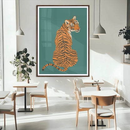 12468-MGC-FP-24x36_Walnut-Tiger Wall Art – Modern Jungle Cat Canvas Print, Bold Wildlife Animal Decor for Bedroom, Office, Living Room or Nature Inspired
