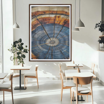 58959380-MGC-FP-24x36_Walnut-Tree Rings Wall Art Canvas Print, Framed Wood Texture Art Picture Print, Blue Grain Perfect Rustic Modern Decor Artwork